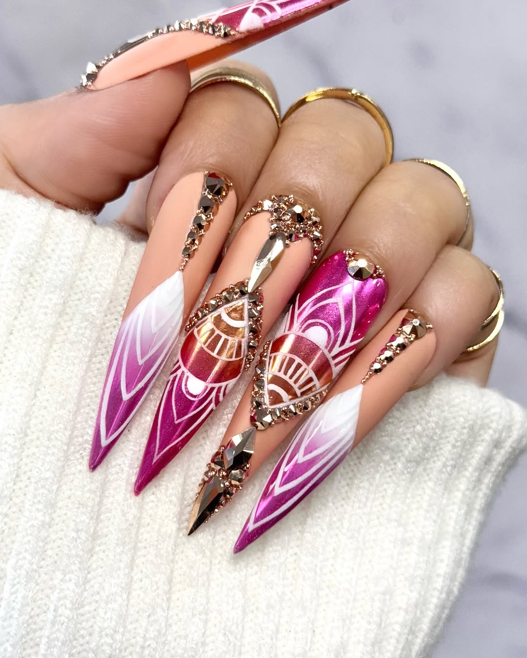 Royal Mandala Crystal Press On Nails | $500 Sets OA04L