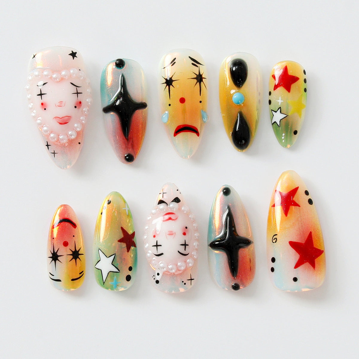 Artistic Clown-Themed by Dory's Picks | Bold and Vibrant Carnival-Inspired Design | Unique and Artistic Nail Design| Limited Edition | OB578HK