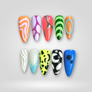 Neon Chaos Abstract Stiletto Press-On Nails - Aninail