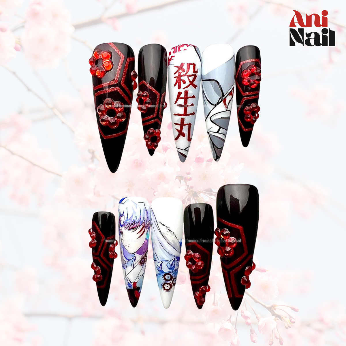 Crescent Dominion Sesshomaru Inspired Anime Nail Box – Handmade Press-On Nails