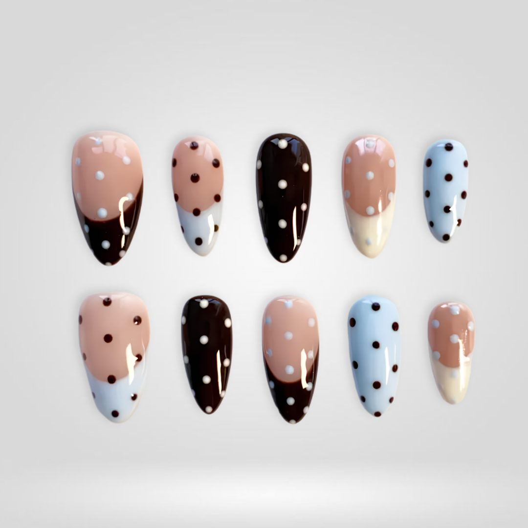 Mocha Dots Polka Dot Press-On Nails - Aninail