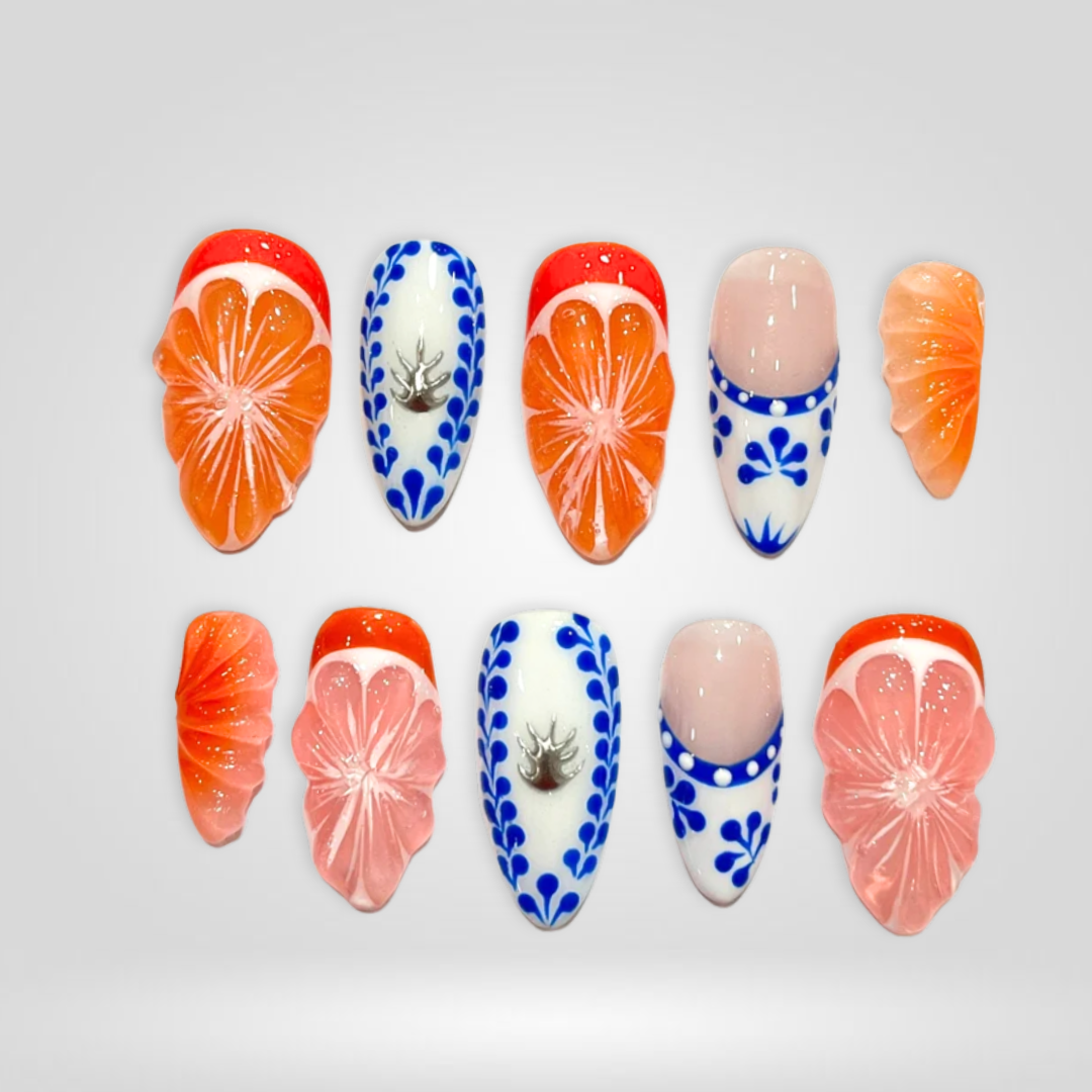 Citrus Muse Orange Summer Press-On Nails - Aninail