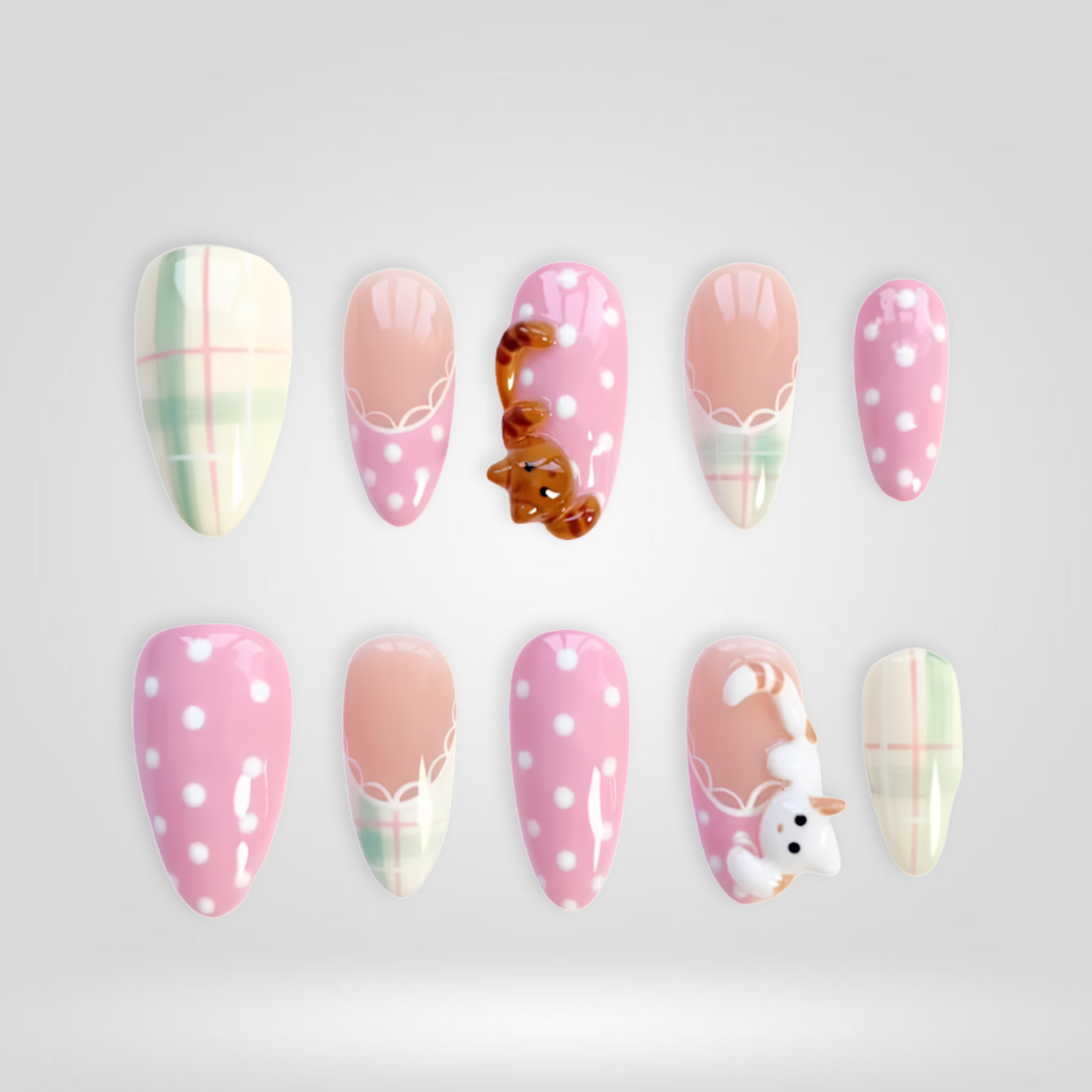 Bunny Dots Candy Polka Press-On Nails - Aninail