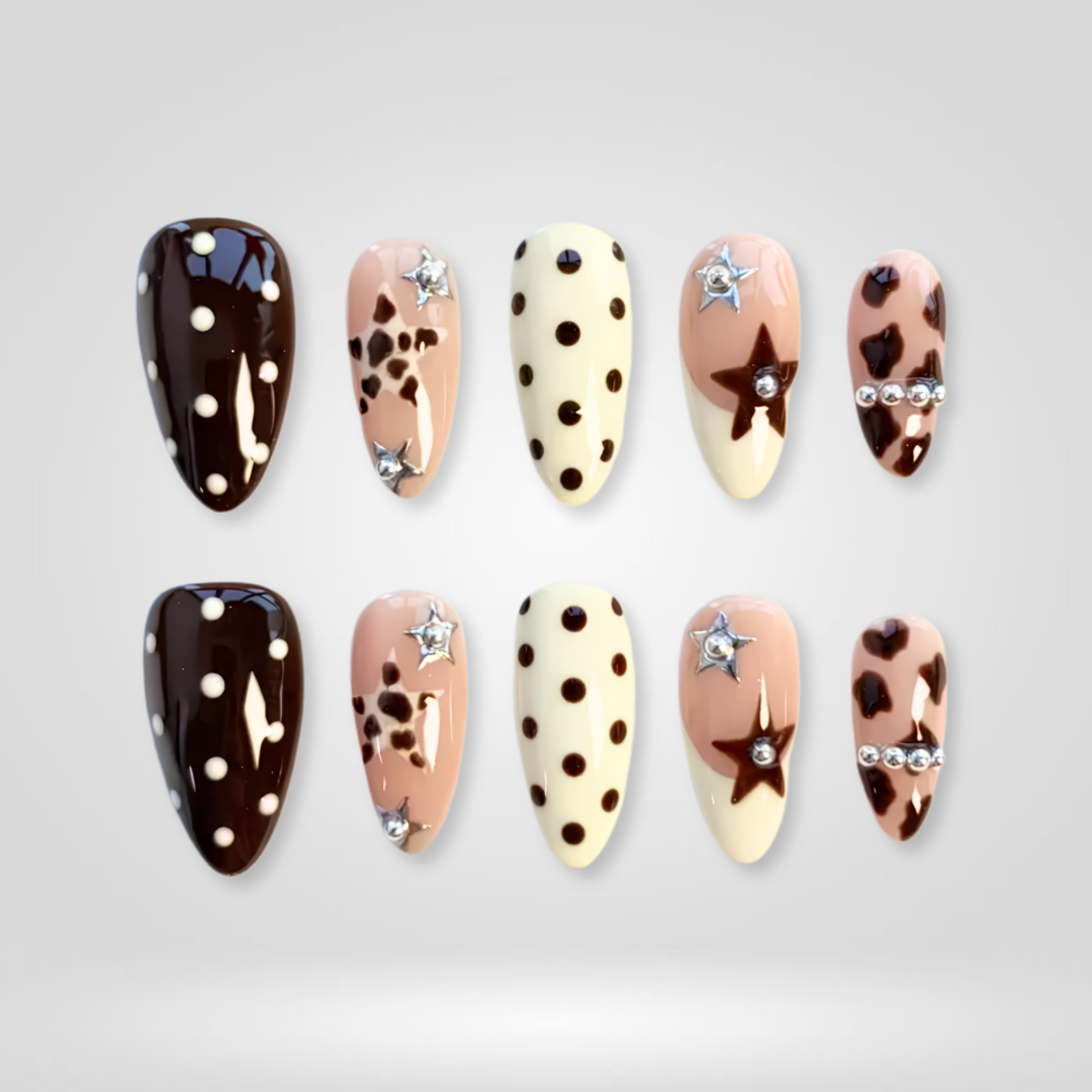 Star Cocoa Polka Dot Press-On Nails - Aninail