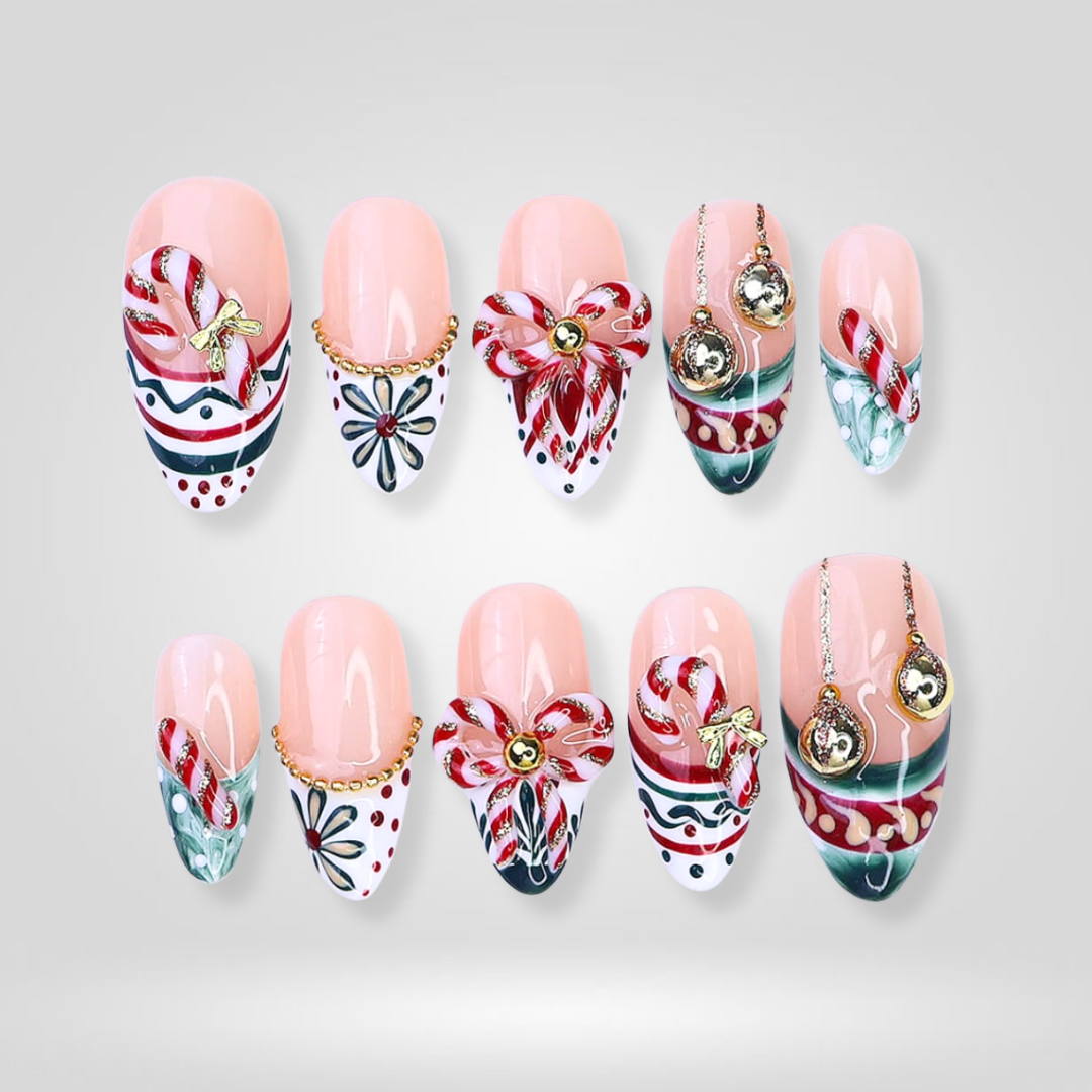 Peppermint Kiss 3D Press-On Nails - Aninail