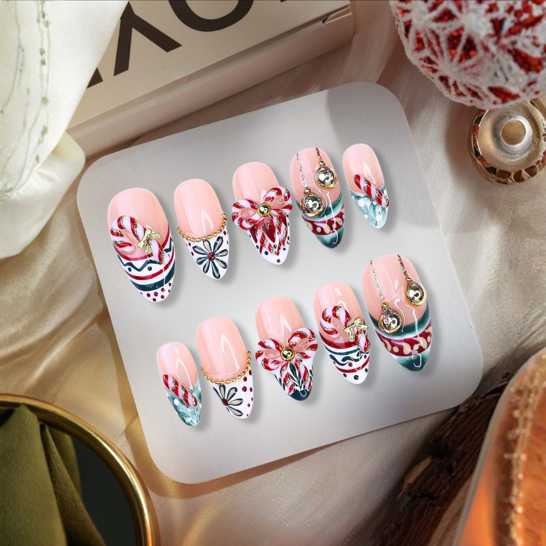 Peppermint Kiss 3D Press-On Nails - Aninail