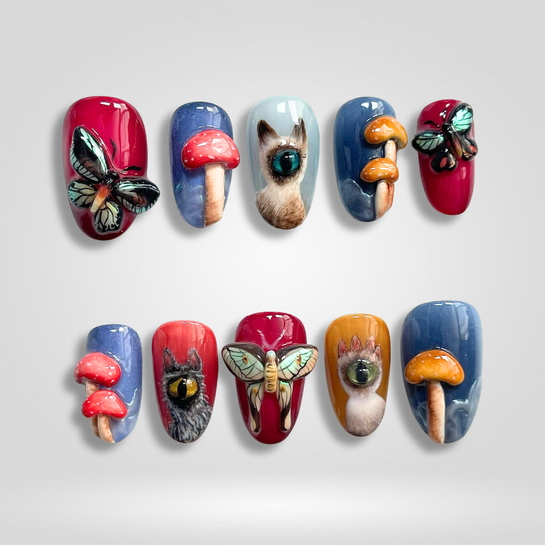 Mystic Mushroom 3D Press-On Nails - Aninail