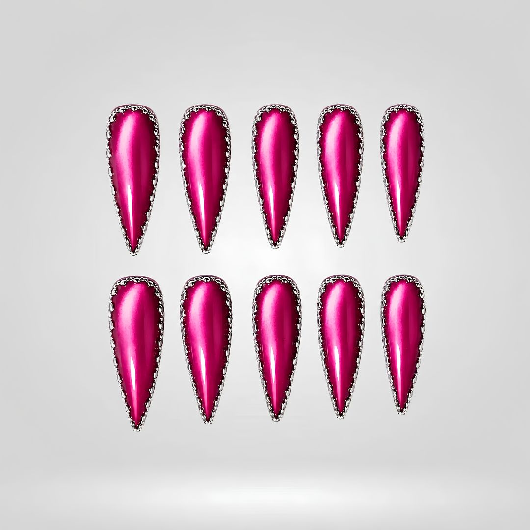 Metallic Siren Chrome Cat Eye Press-On Nails - Aninail