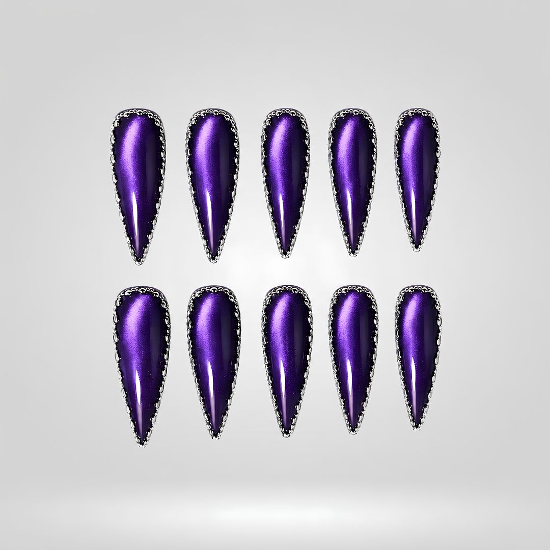 Metallic Siren Chrome Cat Eye Press-On Nails - Aninail