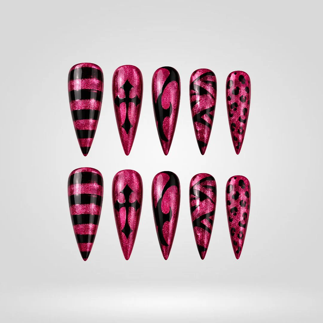 Berry Venom Spider Cat Eye Press-On Nails - Aninail