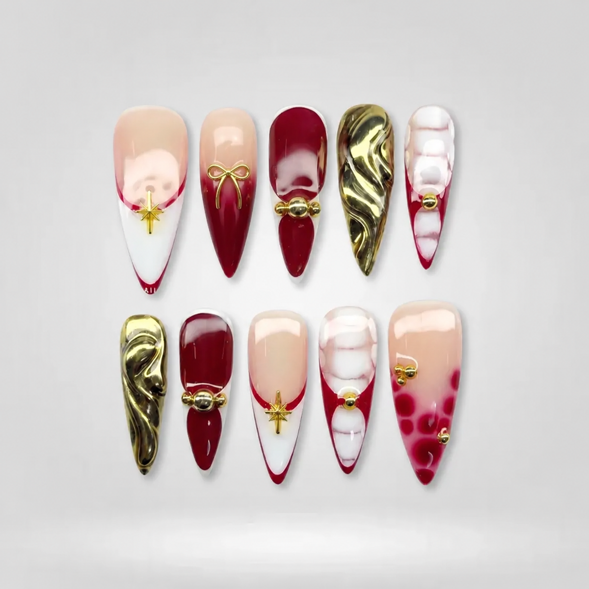 Platinum Edge Stiletto Press-On Nails - Aninail
