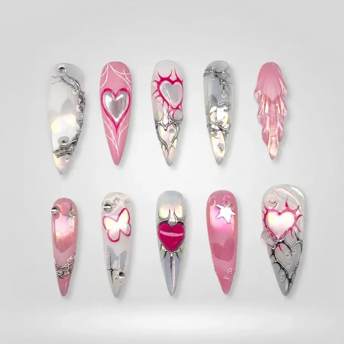 Ethereal Glaze Holographic Chrome Press-On Nails - Aninail