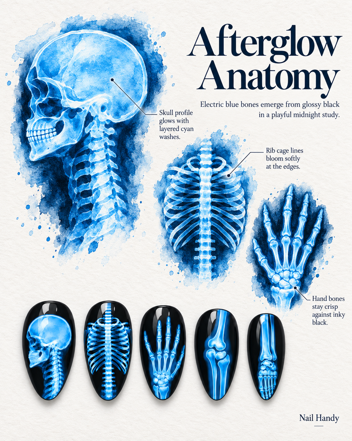 Afterglow X-Ray Halloween Almond Press-On Nails - Aninail