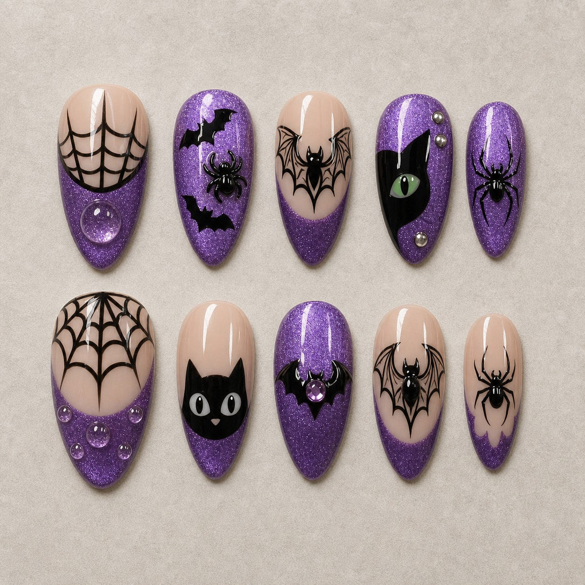 Amethyst Web Cat Eye Press-On Nails - Aninail