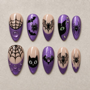 Amethyst Web Cat Eye Press-On Nails - Aninail
