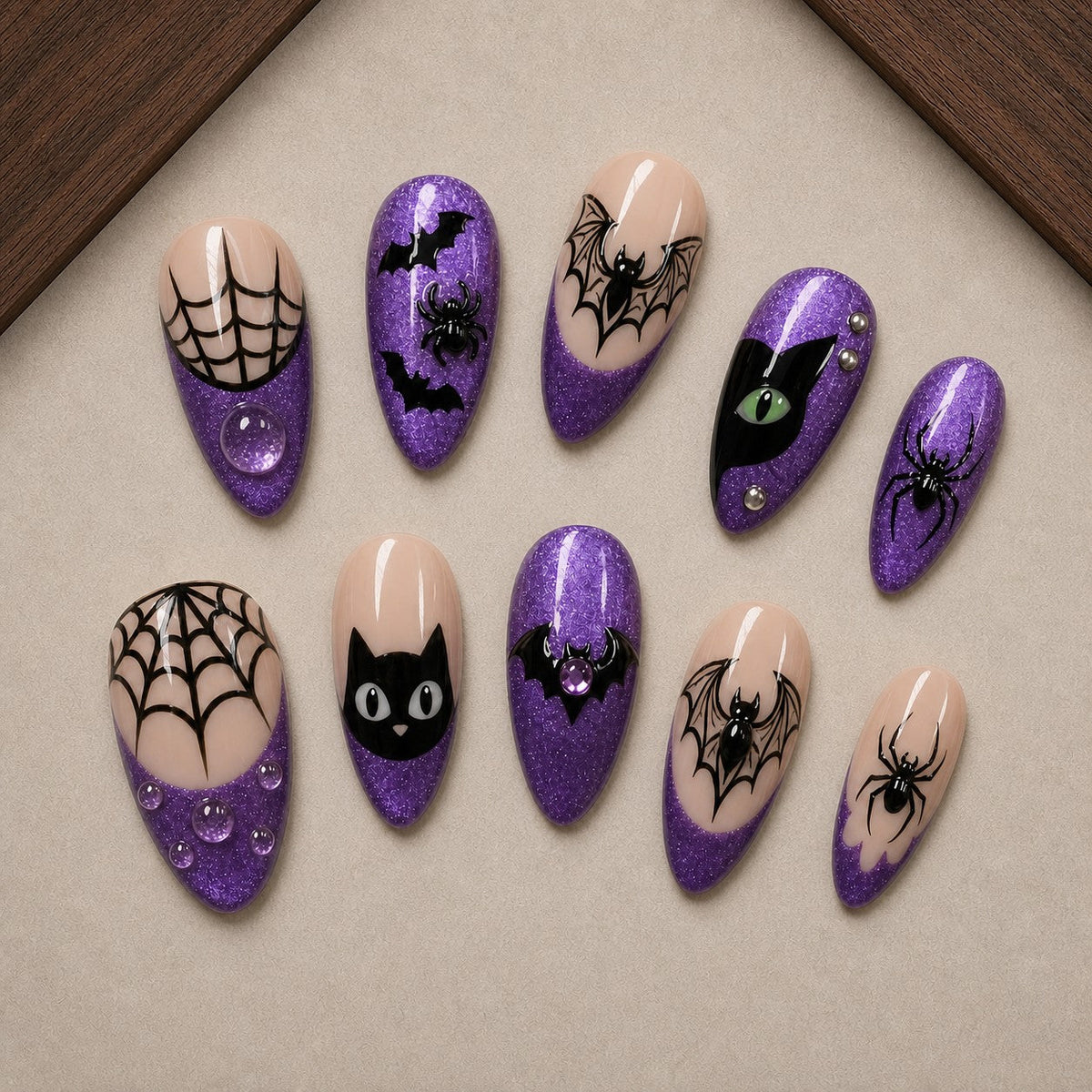 Amethyst Web Cat Eye Press-On Nails - Aninail