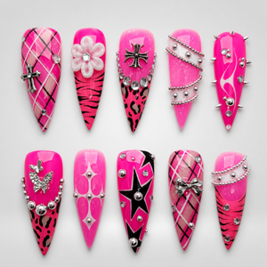 Pink Rebel Graphic Mix Press-On Nails - Aninail