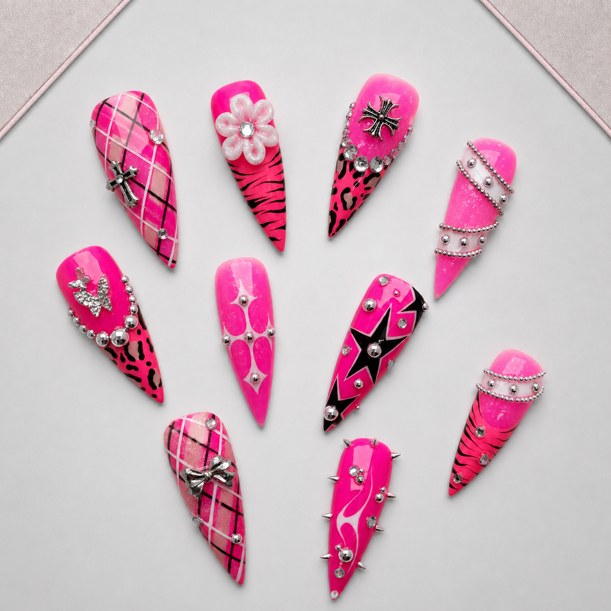 Pink Rebel Graphic Mix Press-On Nails - Aninail