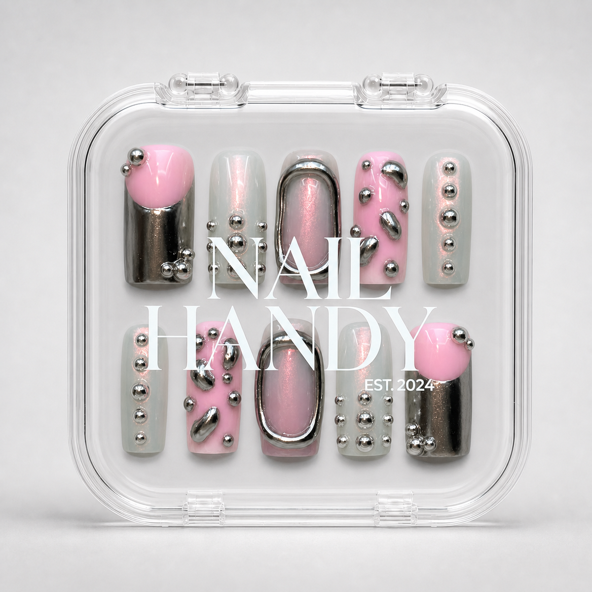 Chrome Blush Silver Chrome Press-On Nails - Aninail