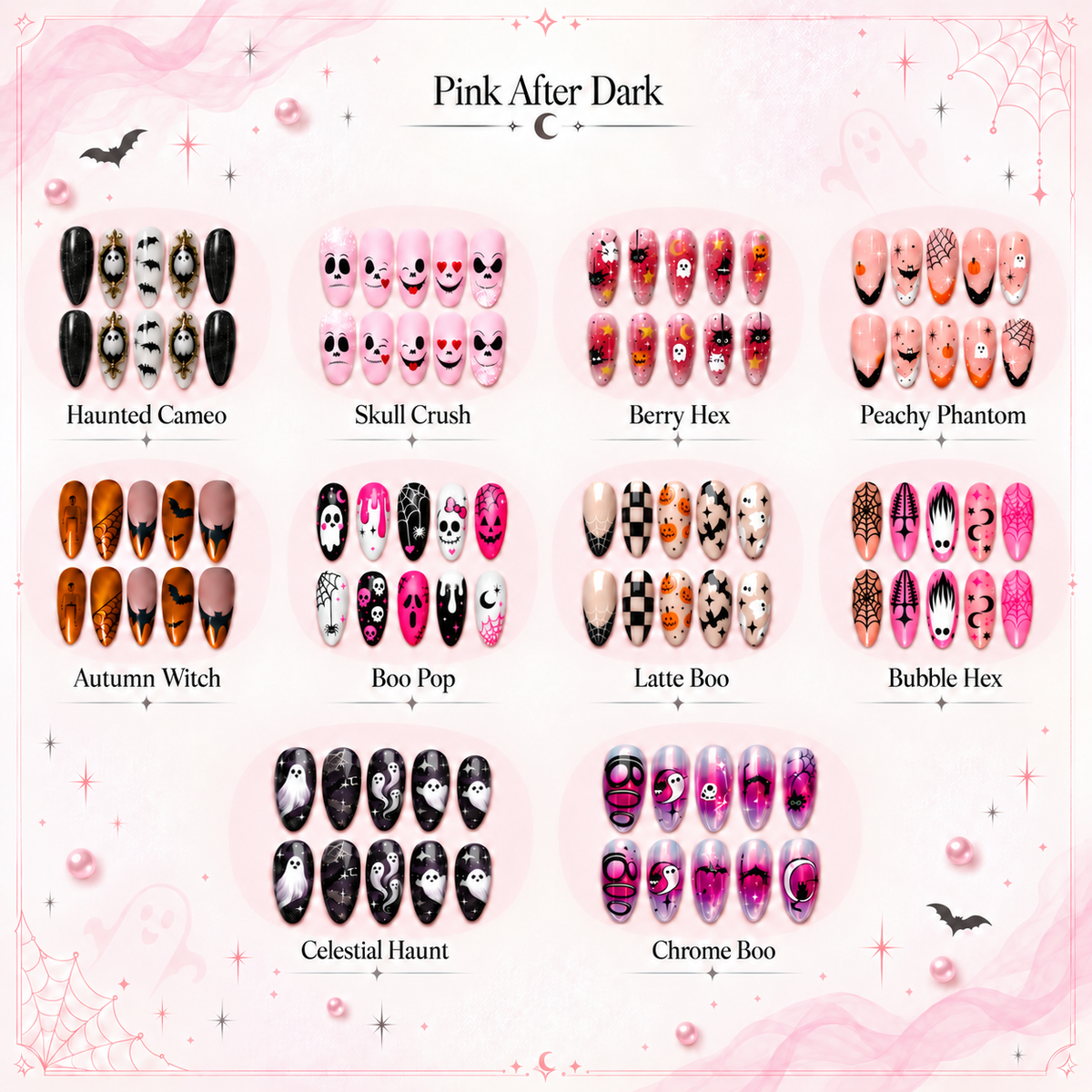 Pink After Dark Collectionâ€“ Halloween Press-On Nails - Aninail