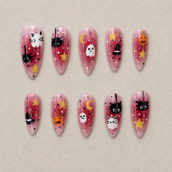 Pink After Dark Collectionâ€“ Halloween Press-On Nails - Aninail