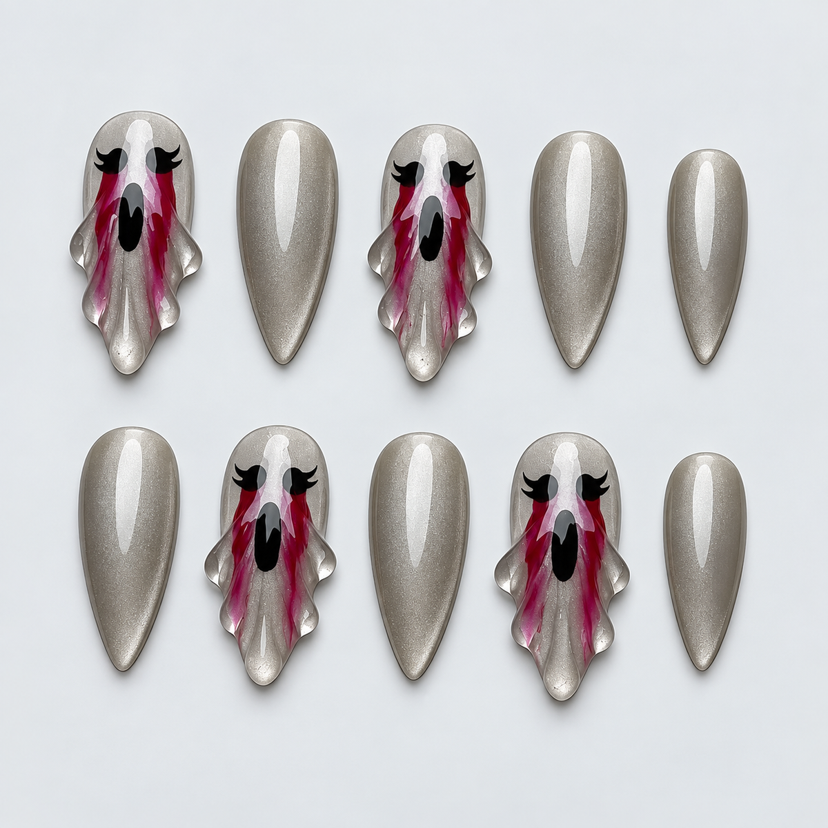 Phantom Tears Halloween Almond Press-On Nails - Aninail