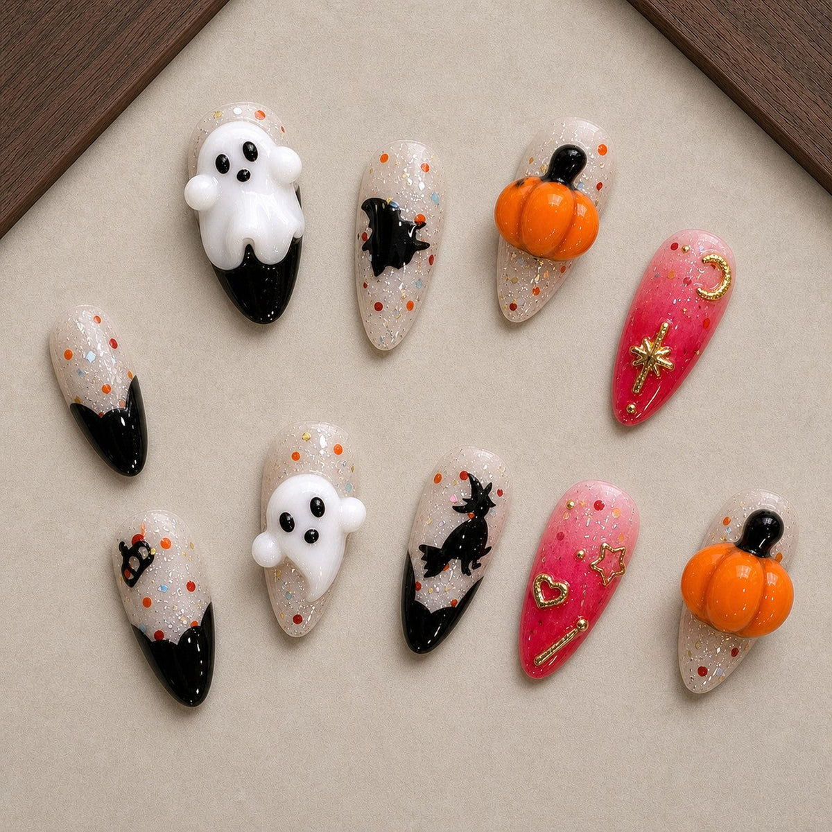 Broomstick Boo 3D Witch Halloween Press-On Nails - Aninail