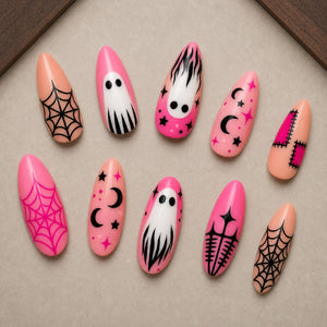 Bubble Hex Pink Punk Halloween Press-On Nails - Aninail