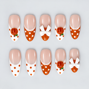 Pumpkin Picnic Halloween Almond Press-On Nails - Aninail