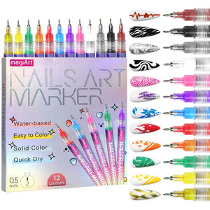 12-Color Nail Art Pen Set - Aninail