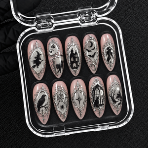Haunted Gallery Halloween Almond Press-On Nails - Aninail