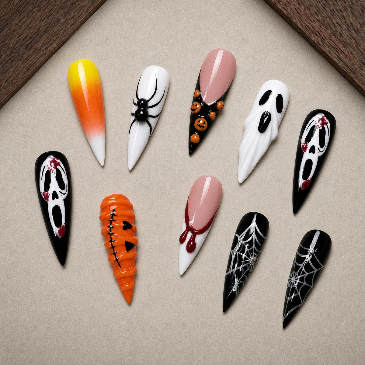 Candy Corn Scream 3D Horror Candy Press-On Nails - Aninail