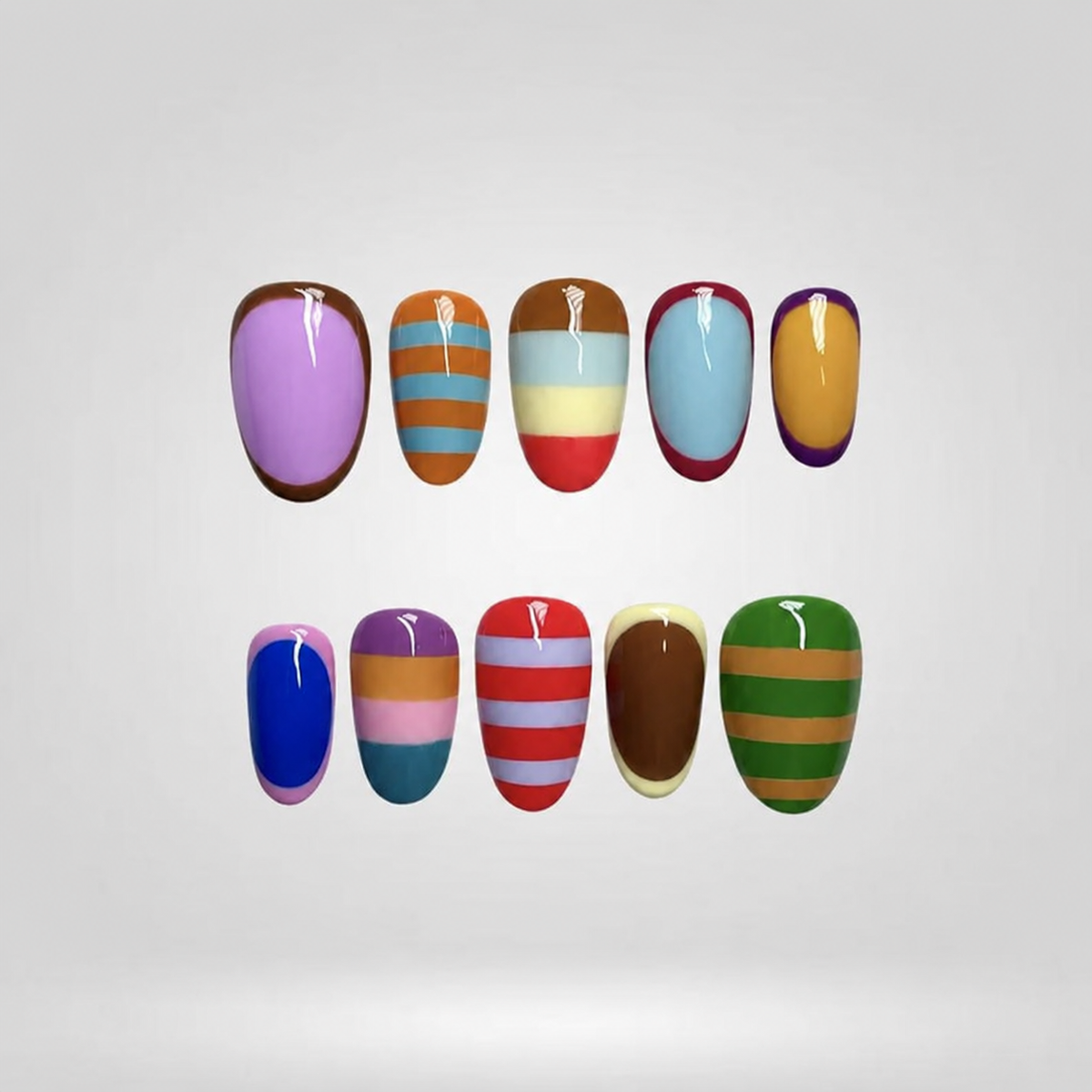 Retro Blanket Warm Stripes Press-On Nails - Aninail