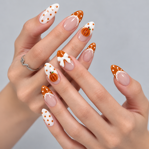 Pumpkin Picnic Halloween Almond Press-On Nails - Aninail