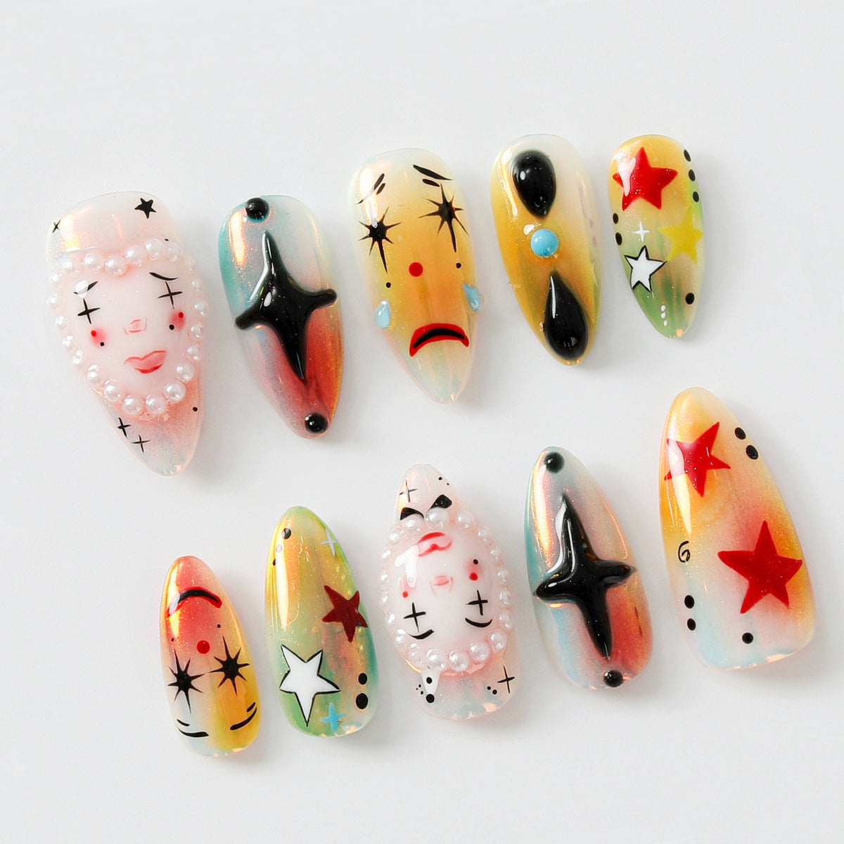 Artistic Clown-Themed by Dory's Picks | Bold and Vibrant Carnival-Inspired Design | Unique and Artistic Nail Design| Limited Edition | OB578HK