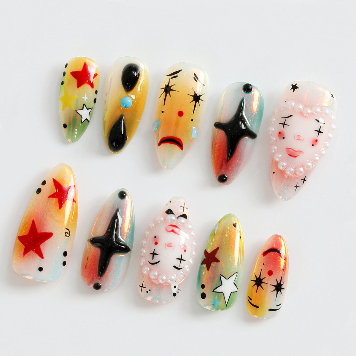 Artistic Clown-Themed by Dory's Picks | Bold and Vibrant Carnival-Inspired Design | Unique and Artistic Nail Design| Limited Edition | OB578HK