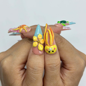 3D Sea Creature Press On Nails | Jellyfish Octopus Turtle Nail Set | Cute Tropical Ocean Nails | Handmade Summer Manicure | OB455JG