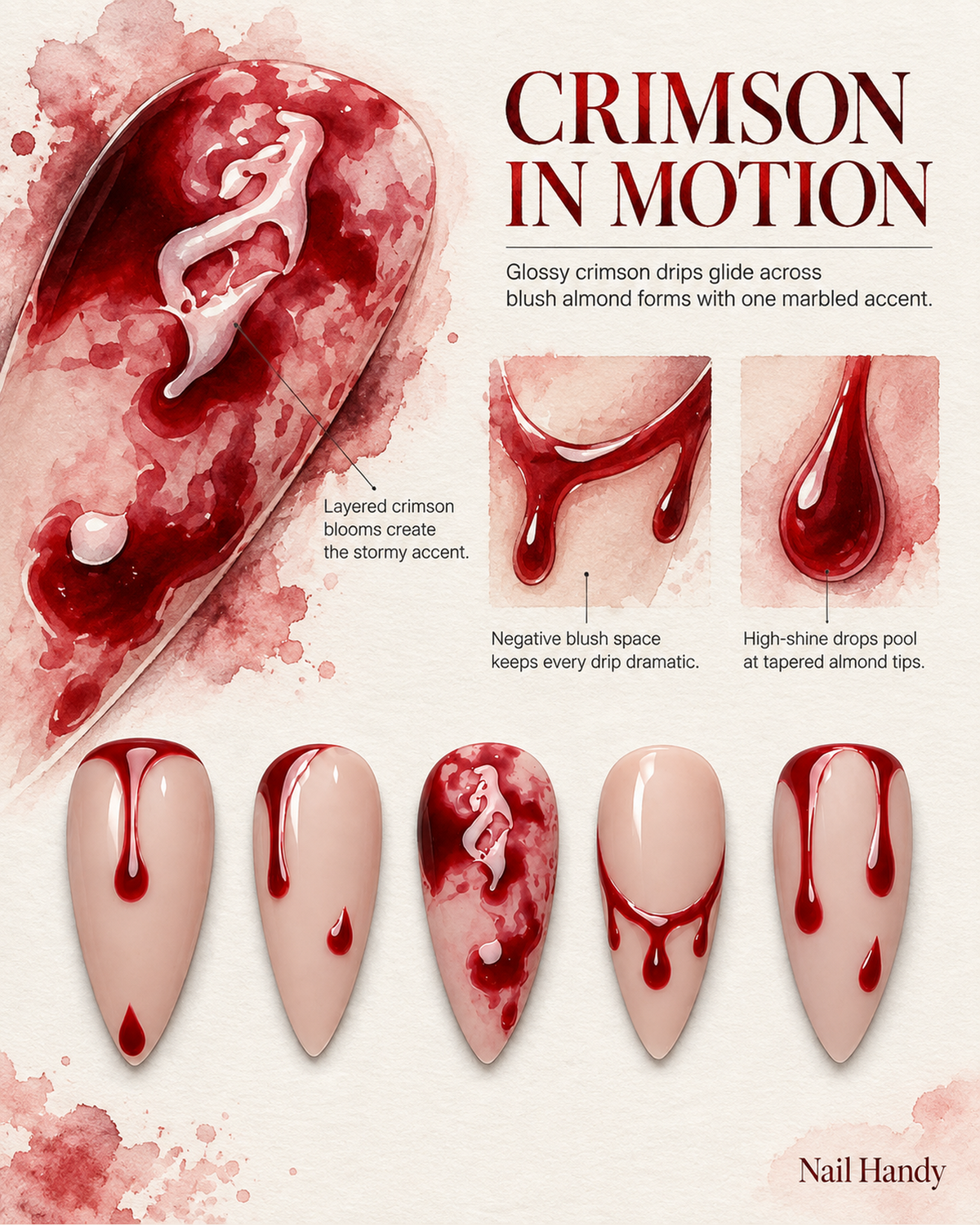 Crimson Drip Halloween Almond Press-On Nails - Aninail