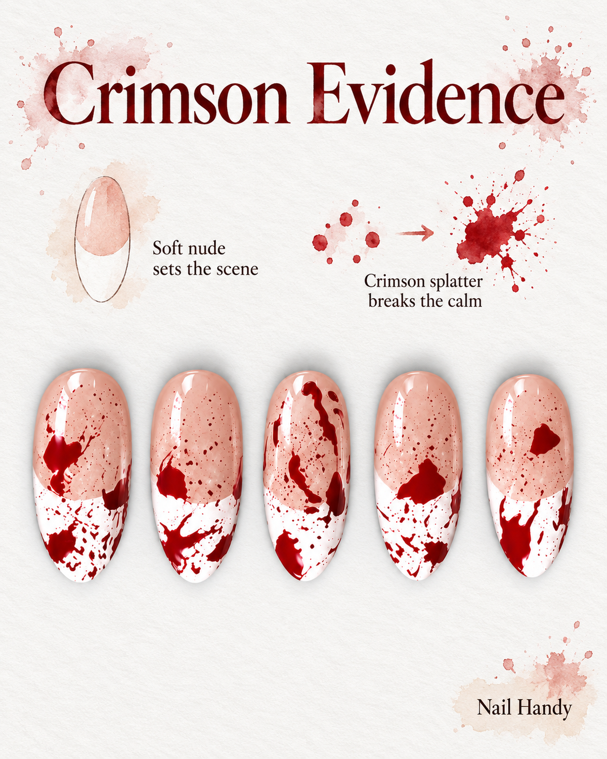 Crimson Evidence Halloween Almond Press-On Nails - Aninail