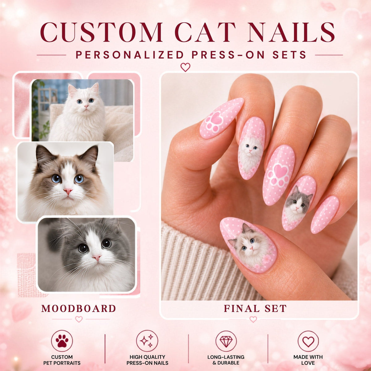 Custom Square Photo Nails - Aninail