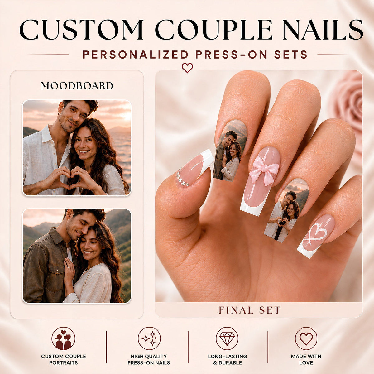 Custom Almond Photo Nails - Aninail