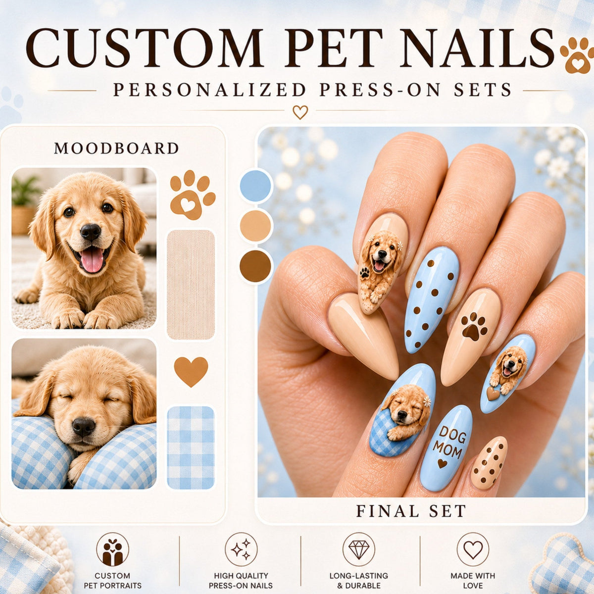 Custom Square Photo Nails - Aninail