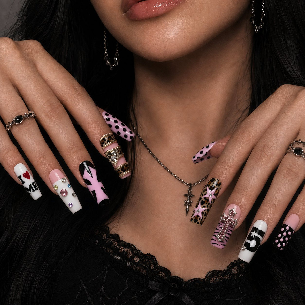Pink Rebel Y2K Press-On Nails - Aninail
