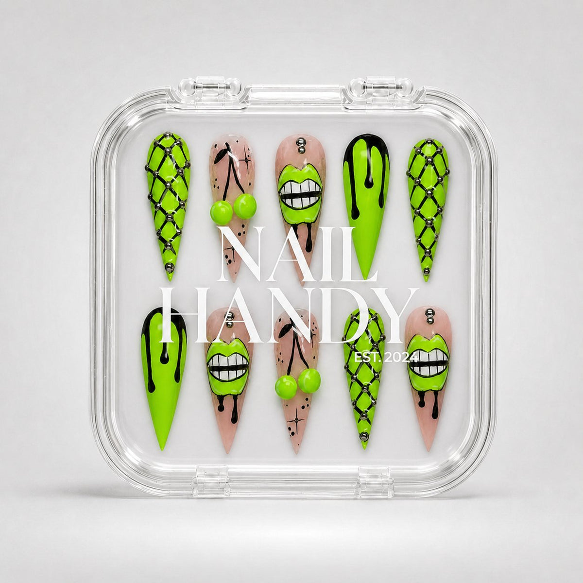 Neon Drip Stiletto Press-On Nails - Aninail