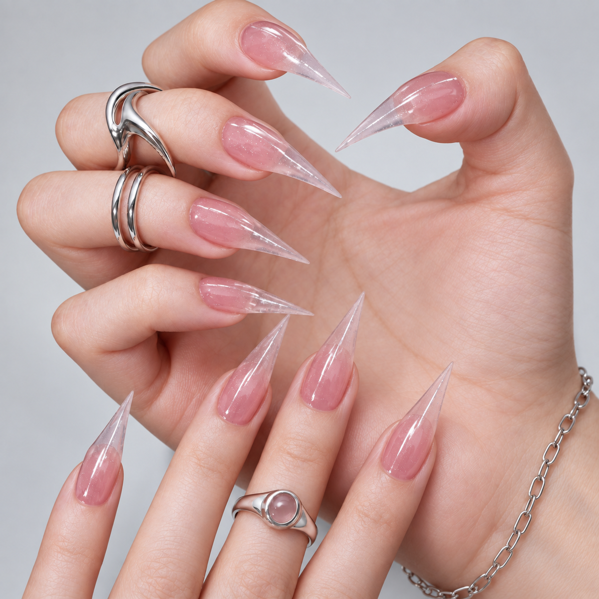Blush Glass Claw Press-On Nails - Aninail
