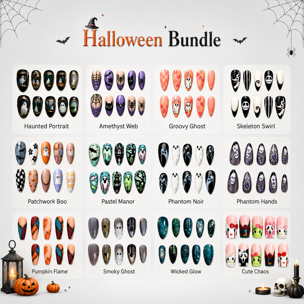 Spooky 2D Halloween Bundle Press-On Nails - Aninail