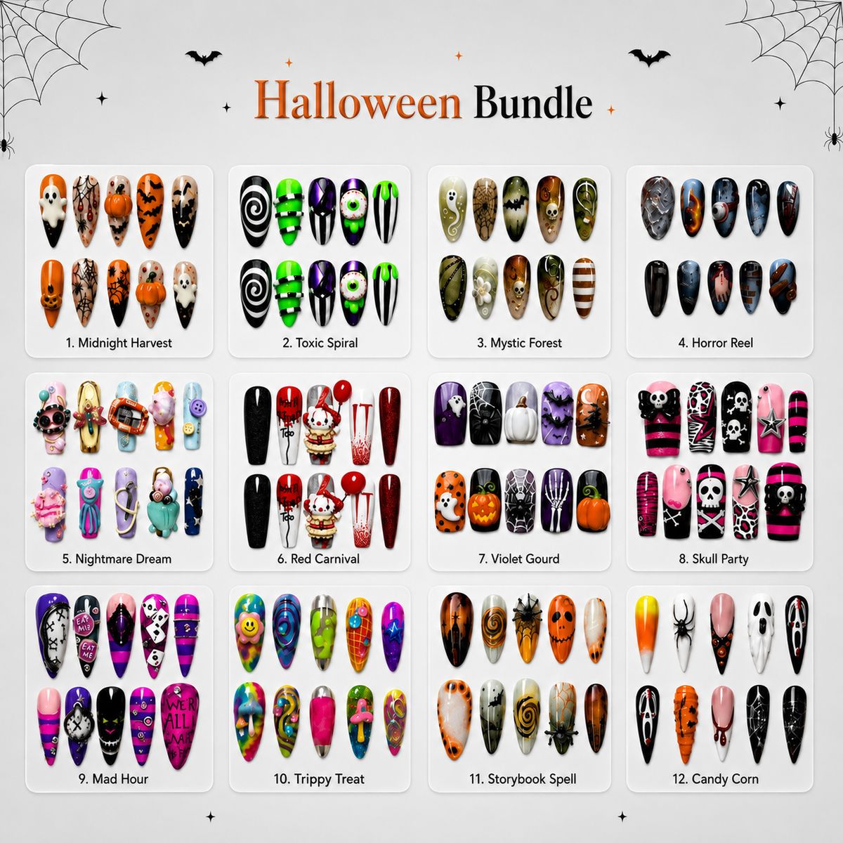 Spooky 3D Halloween Bundle Press-On Nails - Aninail