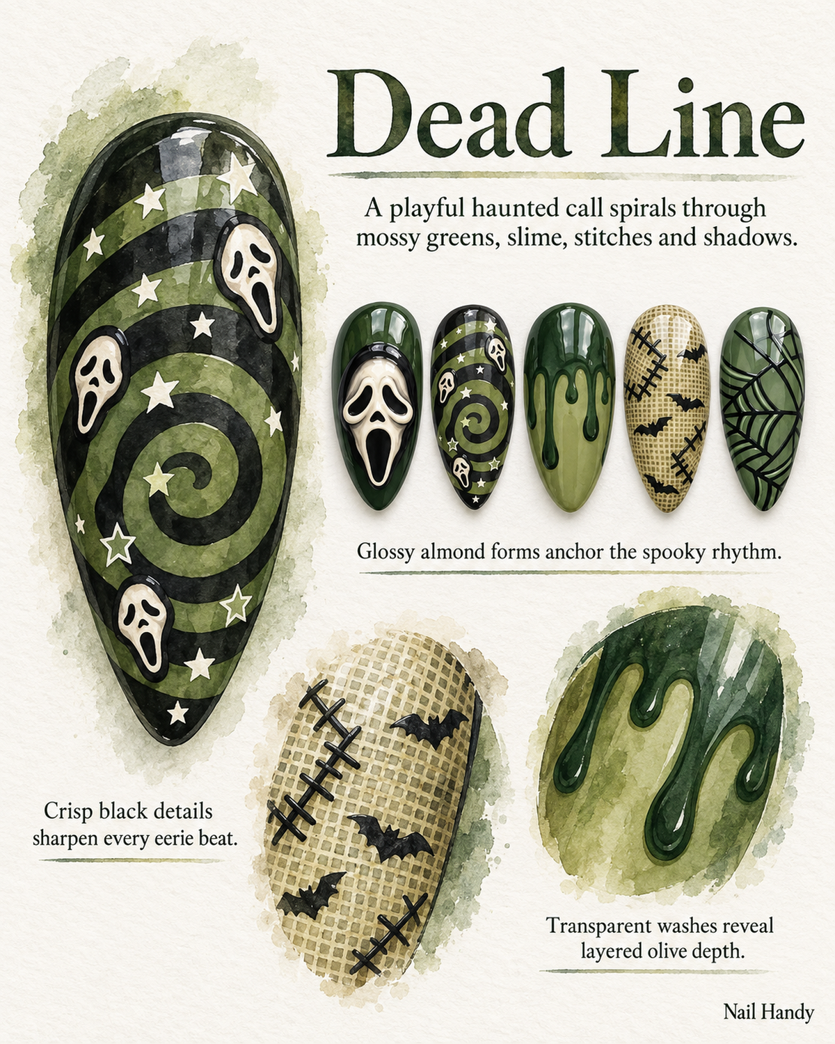 Dead Line Halloween Almond Press-On Nails - Aninail