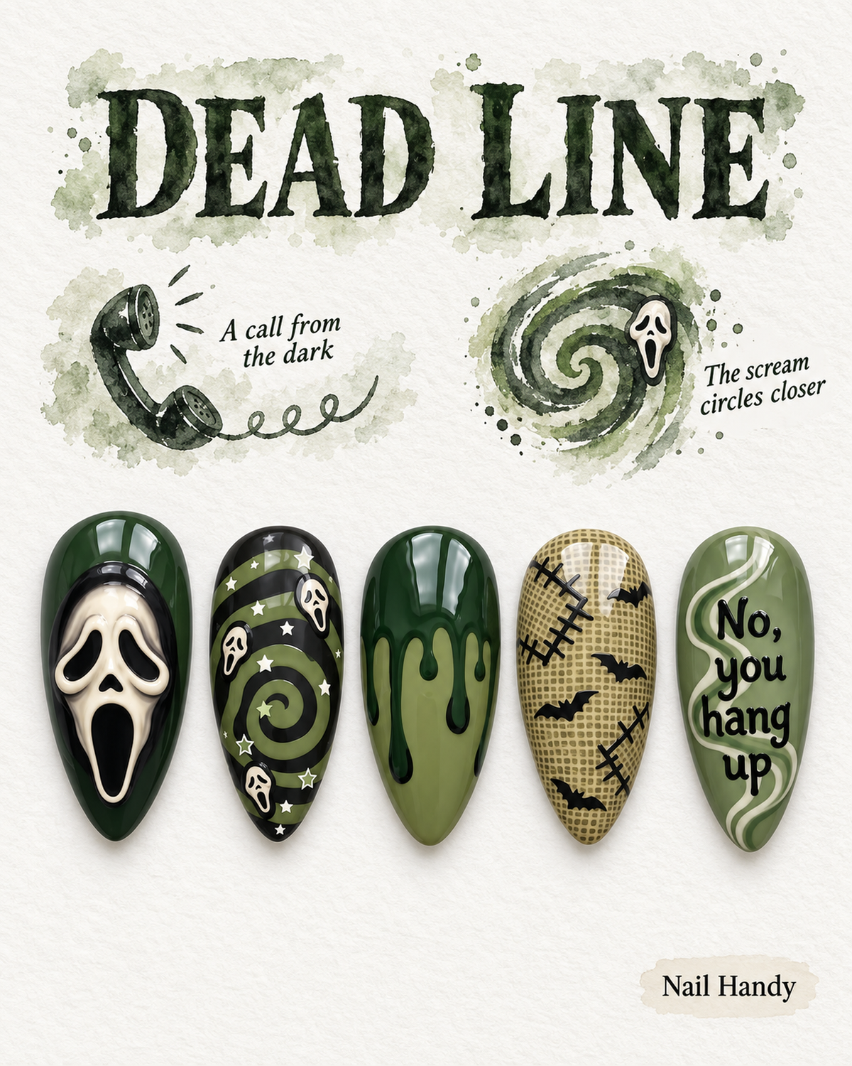 Dead Line Halloween Almond Press-On Nails - Aninail