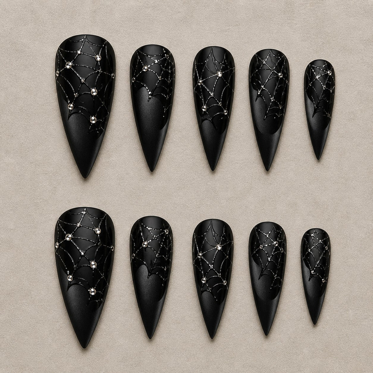 Diamond Web Noir Press-On Nails - Aninail